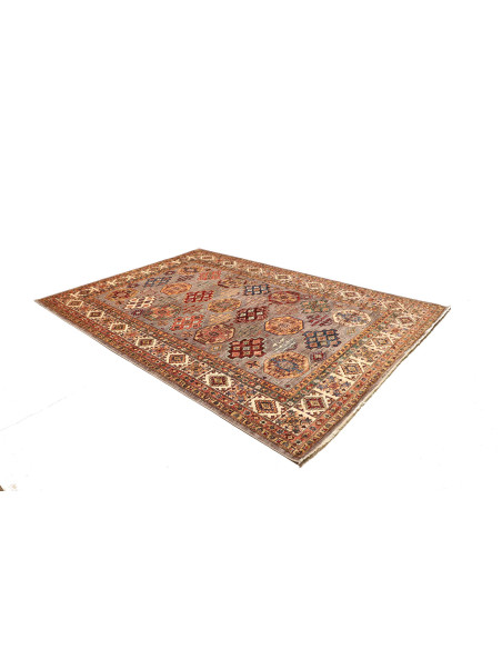 Rug Kazak Fine Pakistan maroon grey 210x307