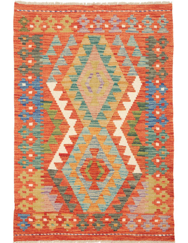 Rug Kilim Afghanistan orange grey 82x121
