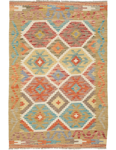 Tappeto Kilim Afghanistan marrone bianco 85x124