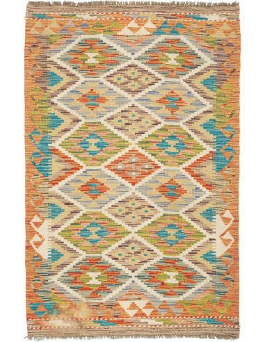 Tappeto Kilim Afghanistan marrone bianco 81x125