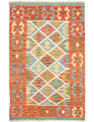 Rug Kilim Afghanistan maroon white 82x125