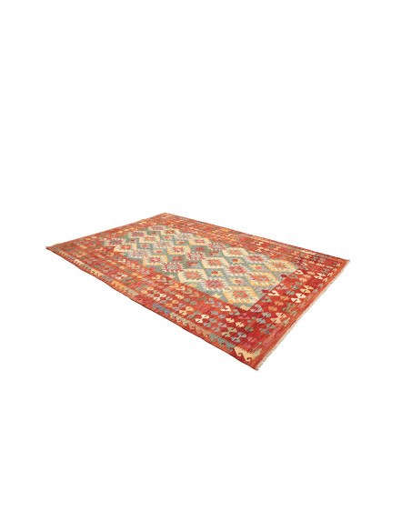 Rug Kilim Afghanistan maroon red 203x300