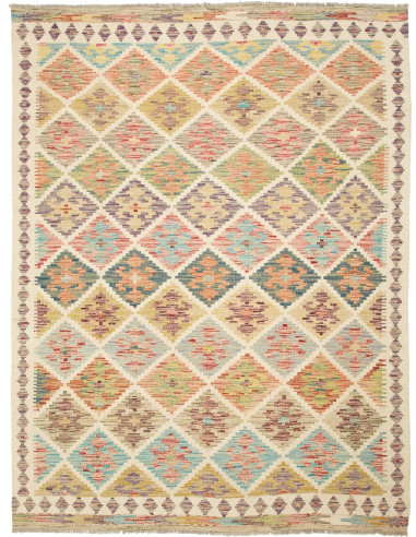 Tappeto Kilim Afghanistan marrone giallo 152x207