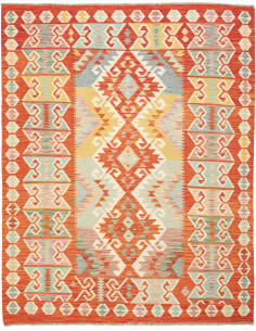 Rug Kilim Afghanistan maroon red 152x193