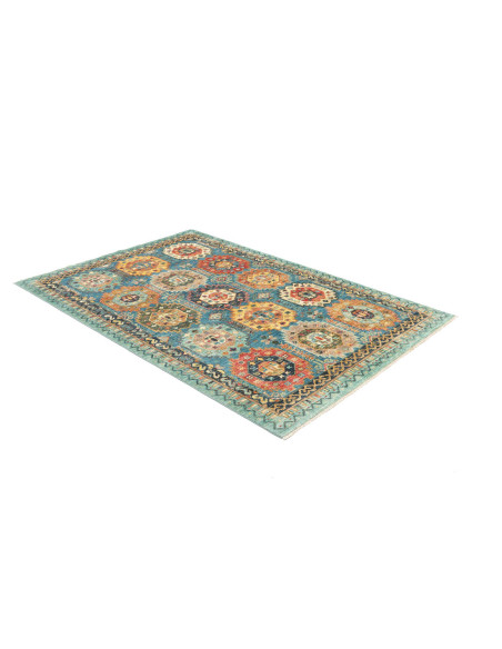 Rug Tribal Pakistan sky blue grey 121x187