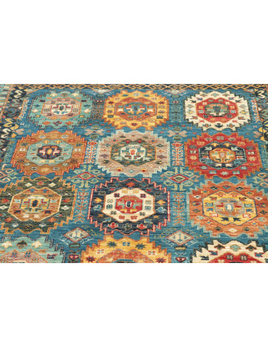 Rug Tribal Pakistan sky blue grey 121x187