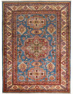 Tappeto Kazak Fine Pakistan azzurro arancione 153x208