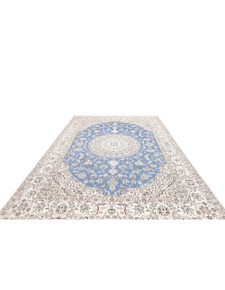 Tappeto Nain 9la Persia 250x358 Blu Cielo Crema