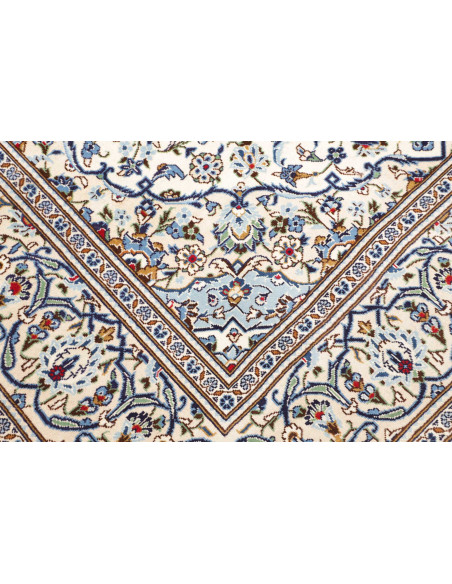 Tappeto Kashan Persia 200x303 Crema Blu