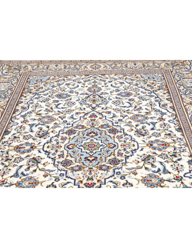 Tappeto Kashan Persia 200x303 Crema Blu
