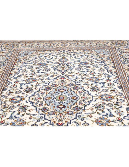 Tappeto Kashan Persia 200x303 Crema Blu