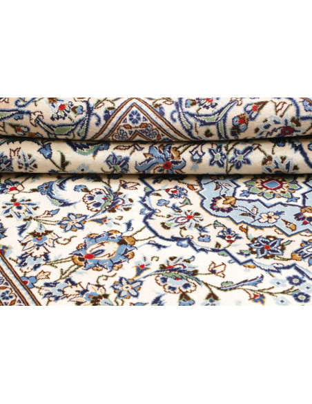 Tappeto Kashan Persia 200x303 Crema Blu