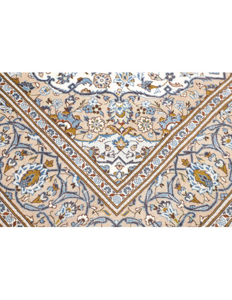 Tappeto Kashan Persia 200x302 Crema Azzurro