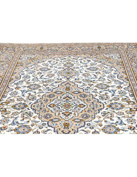 Tappeto Kashan Persia 200x302 Crema Azzurro