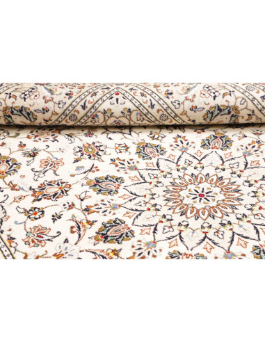 Rug Kashan Persia 193x306 Ivory Midnight Blue