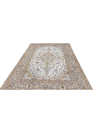 Rug Kashan Persia 200x304 Cream Sky Blue