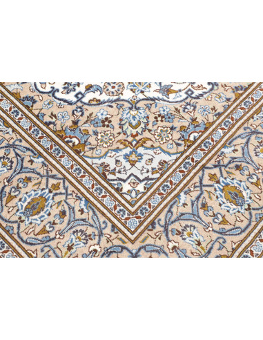 Tappeto Kashan Persia 200x304 Crema Azzurro