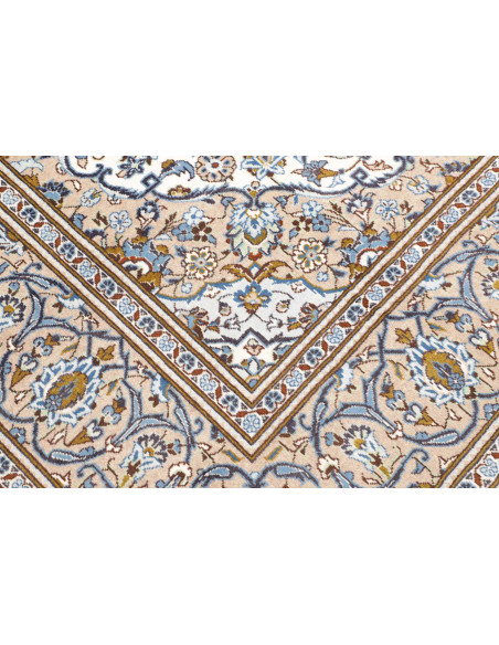 Tappeto Kashan Persia 200x304 Crema Azzurro