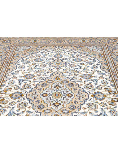 Rug Kashan Persia 200x304 Cream Sky Blue