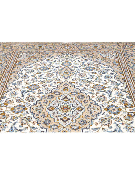 Rug Kashan Persia 200x304 Cream Sky Blue
