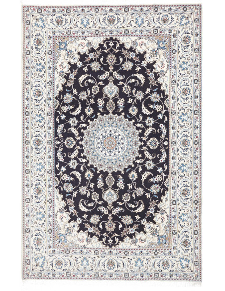 Tappeto Nain Kashmar Persia 198x303 Blu Notte A