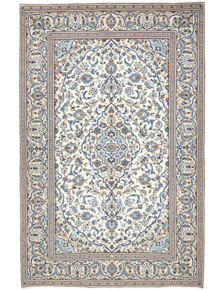 Tappeto Kashan Persia 200x303 Crema Blu