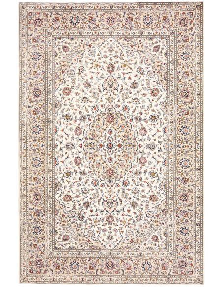 Rug Kashan Persia 198x306 Ivory Burgundy