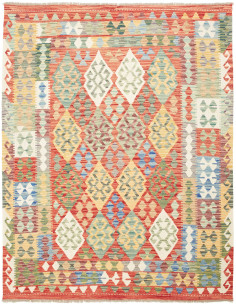 Tappeto Kilim Afghanistan marrone giallo 150x195