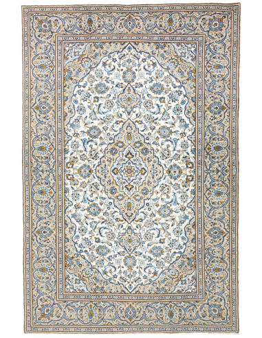 Tappeto Kashan Persia 200x304 Crema Azzurro