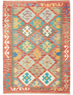 Rug Kilim Afghanistan maroon white 107x148