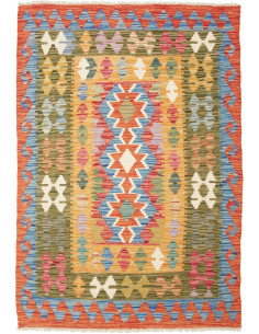 Rug Kilim Afghanistan maroon white 99x143