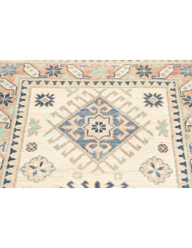 Tappeto Kazak Co Afgahnistan 82x296 Crema Blu
