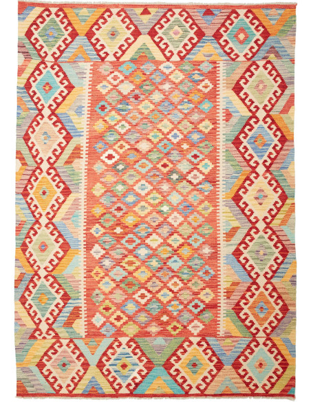 Rug Kilim Afghanistan maroon orange 174x241