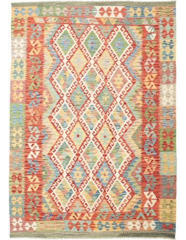 Rug Kilim Afghanistan maroon sky blue 170x237