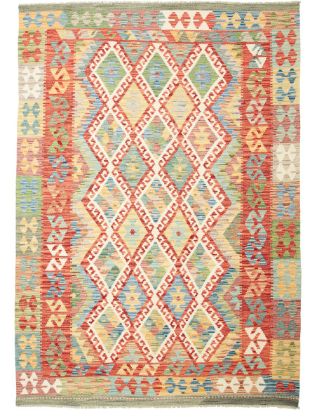 Rug Kilim Afghanistan maroon sky blue 170x237