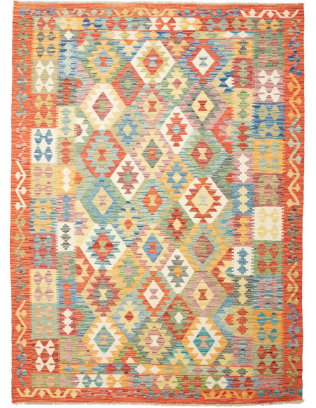 Tappeto Kilim Afghanistan marrone azzurro 179x247