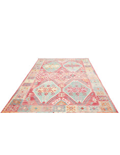Rug Kilim Afghanistan 200x292 Coral Red Aquamar 2