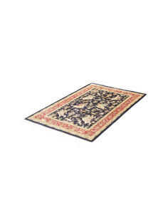 Tappeto Ghom seta Persia con scena di caccia. Blu notte, rosso, oro. Annodato a mano, 800.000-900.000 nodi/mq. Lusso persiano. 2