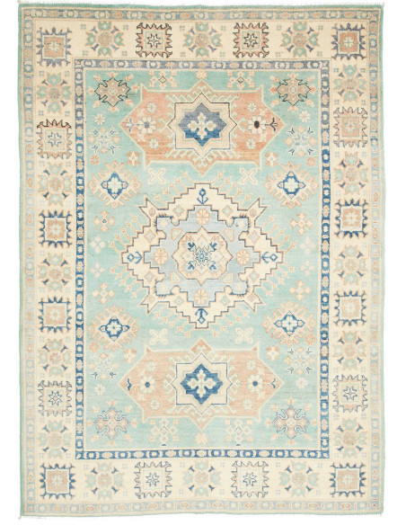 Rug Kazak Co 147x206 Aqua Blue Cream