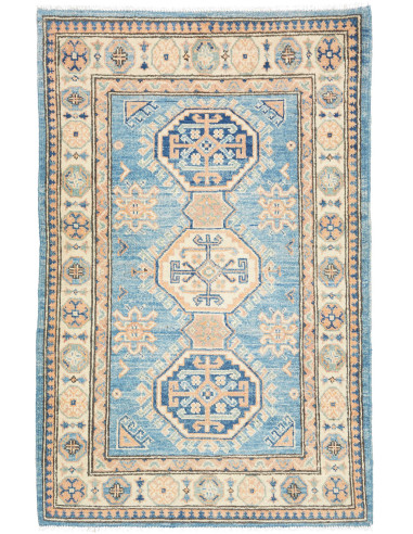 Tappeto Kazak Co Afgahnistan 79x126 Blu Crema