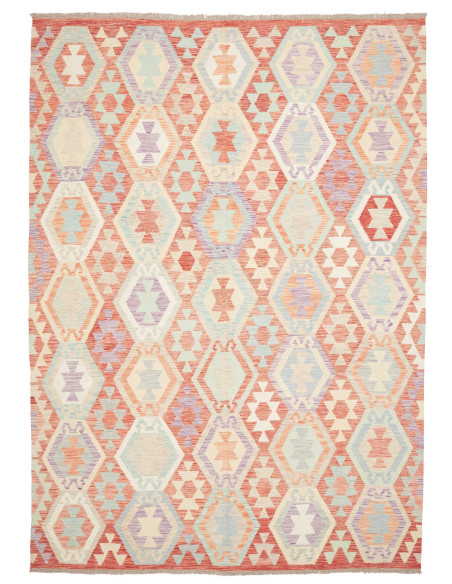 Rug Killim 207x285 Rosy Terracotta Pastel Blue