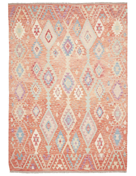 Rug Killim 175x250 Terracotta Orange Pastel Blu