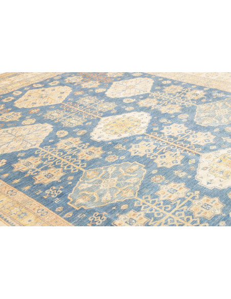 Tappeto Kazak Fine Pakistan 308x424 Blu Crema