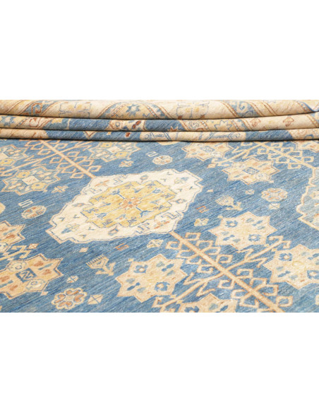 Tappeto Kazak Fine Pakistan 308x424 Blu Crema