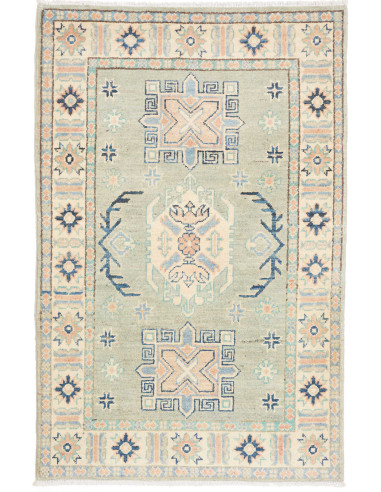 Rug Kazak Co 81x125 Sage Green With Cream Peach
