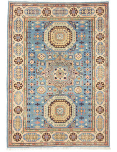 Rug Kazak Afghanistan sky blue grey 123x173