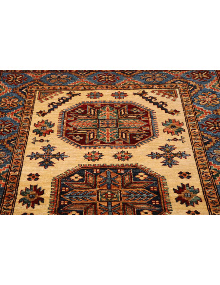 Rug Kazak Fine Pakistan 125x187 Ivory Blue