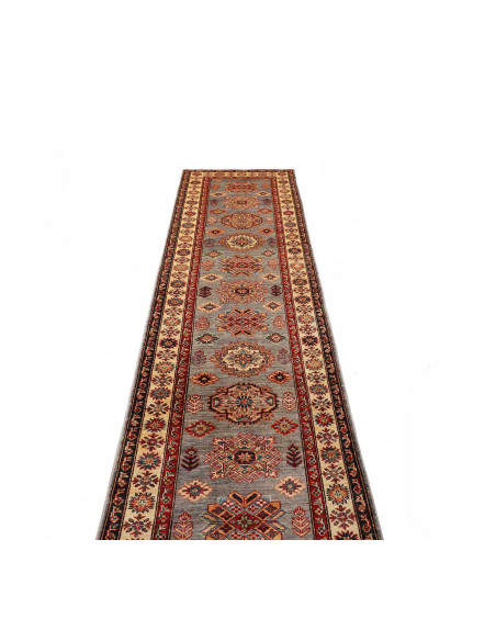 Rug Kazak Fine Pakistan 82x313 Grey-blue Red