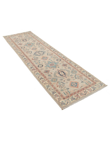 Rug Kazak Afghanistan 83x292 Muted Beige Sky Bl