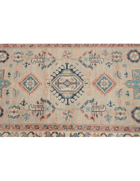 Rug Kazak Afghanistan 83x292 Muted Beige Sky Bl
